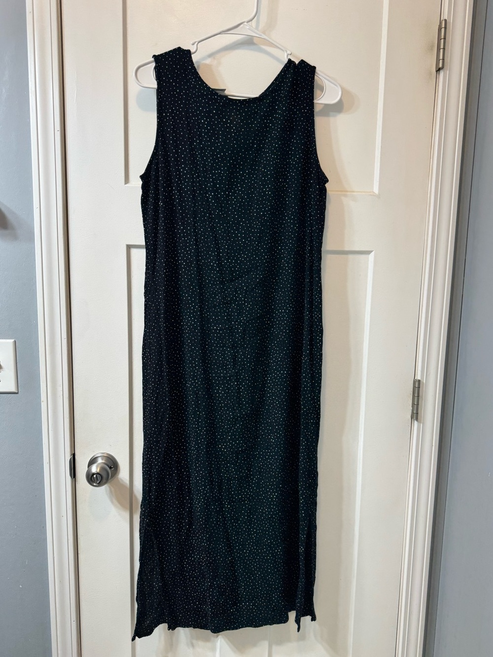 Liz Baker Black Maxi Dress with White Polka Dots